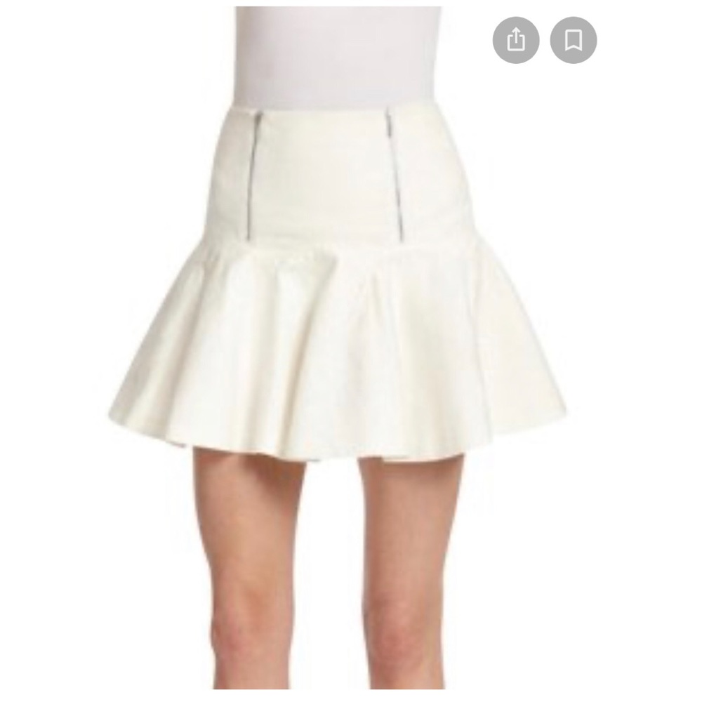 NWT- Rebecca Taylor White Quilted Flippy Skirt w/ Exposed Zippers 6